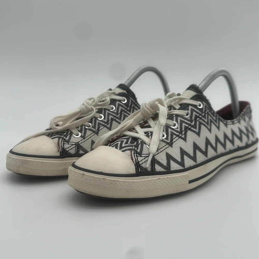 Converse x Missoni Collaboration Women’s Shoes Shiny Black White ZigZag W Size 8 - Picture 5 of 13